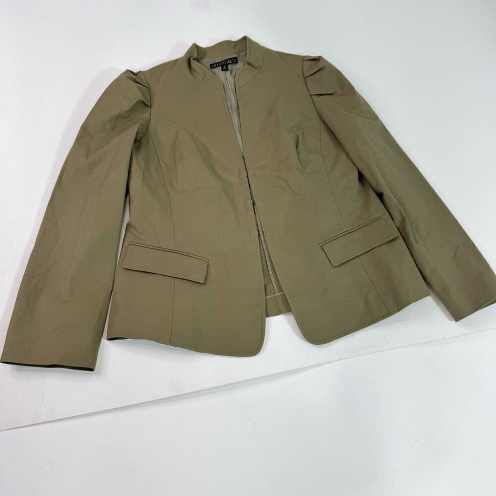 Lafayette 148 Jacket Blazer Womens 14 Tan Olive Mock Neck Career Classic
